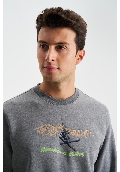 AR-MA Arma Erkek Regular Fit 3 İplik Şardonlu Pamuklu Bisiklet Yaka Sweatshirt 001