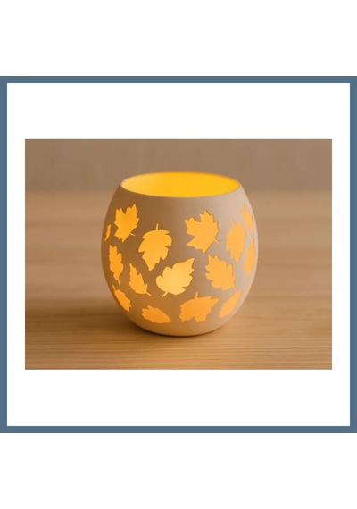 Buradabulabilirsin 3d Baskı Yaprak Desenli Tealight Mumluk Sonbahar Yaprakları Kabartmalı Dekoratif Şamdan Masa Süsü Bbz