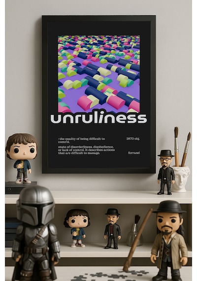 Unruliness Siyah Ahşap Çerçeveli Poster, Dekoratif Hediyelik Duvar Tablosu