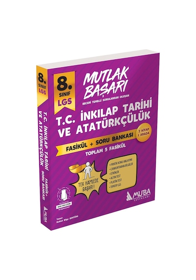 8.Sınıf LGS Mutlak Başarı T.C. İnkılap Tarihi ve Atatürkçülük Fasikül ve Soru Bankası -  Muba Yayınları