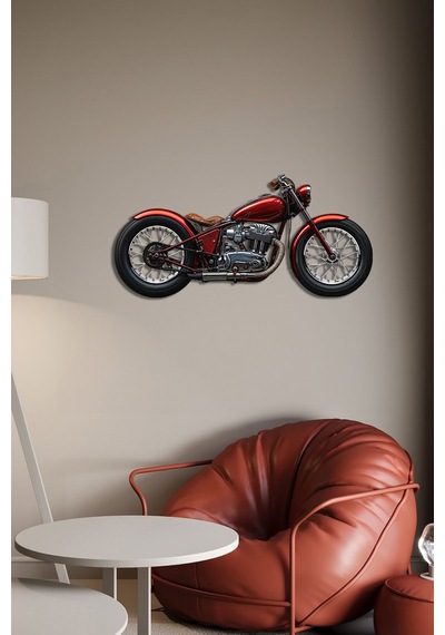 Kırmızı Motor Renkli Metal Tablo