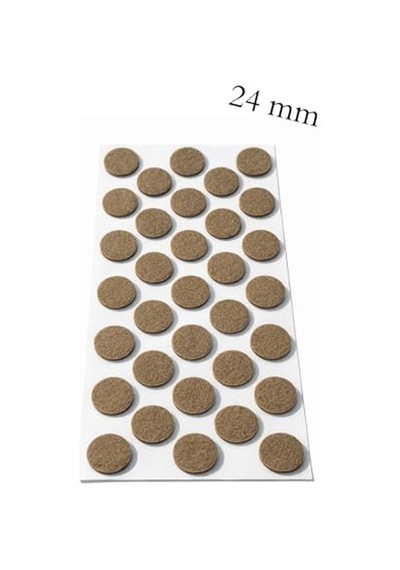 Yapışkanlı Keçe Ped, Kahverengi, Yuvarlak, Sandalye Koltuk Ayağı İçin, Zemin Koruma, Gürültü Önleme 24mm 6395751