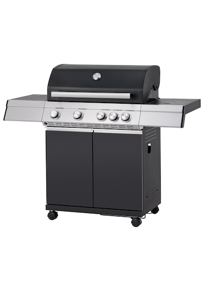 Gazlı Barbekü Mangal 4+1 Brülörlü Döküm Izgaralı 136x54x115 Cm Çelik