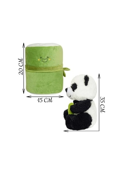 Özgüner Oyuncak Çantalı Bambu Panda Peluş Oyuncak - Peluş Oyuncak - Dolgulu Sevimli Panda Açık Bej