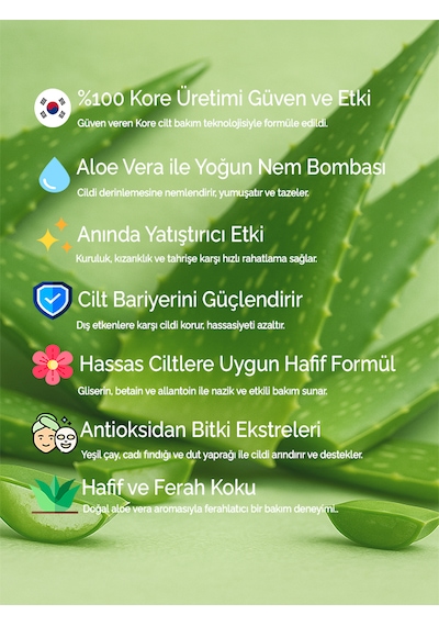 Modamkore 7'li Paket Aloe Vera Kore Yüz Maskesi Yoğun Nem Sakinleştirici