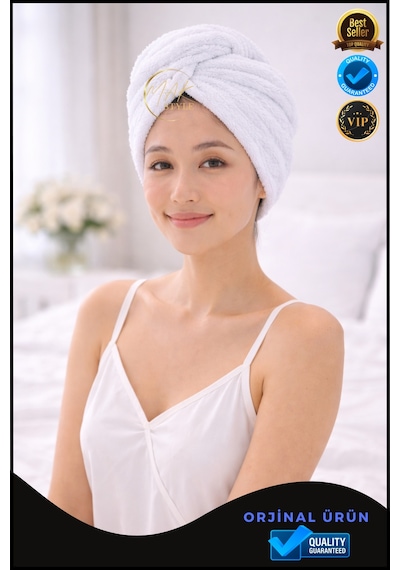 Mikrofiber Saç Havlusu Hızlı Kuruyan, Yumuşak Ve Hafif Farklı Renk Seçenekleri Beyaz