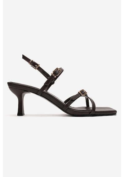 Luvishoes Nebel Kahverengi Cilt Kadın Topuklu Ayakkabı