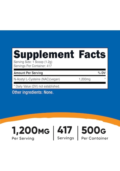 Nutricost N-acetyl L-cysteine N.a.c Antioxidants Powder 500 Gram 417 Servis Aromasız