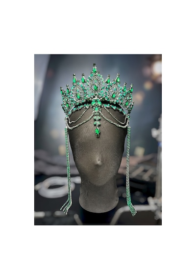 Diamond Veil Crown Alınlıklı Gelin,kına,nişan,söz,after,bride,party Taç Yeşil - 885835840 Yeşil