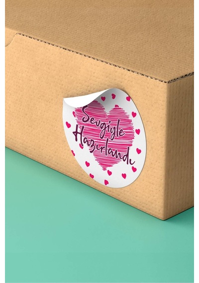 Sevgiyle Hazırlandı Kargo Paketleme Sticker 3x3cm St2145 Çok Renkli
