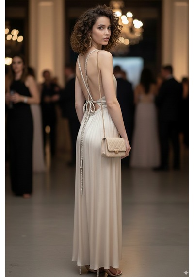 Fashion Cocktail Helen Örgü Sırt Bağlamalı Parlak Yumuşacık Saten Yırtmaçlı Bohem Yazlık Uzun Helenistik Gece Elbise Altın Fashion Cocktail Helen Örgü Sırt Bağlamalı Parlak Yumuşacık Saten Yırtmaçlı Bohem Yazlık Uzun Helenistik Gece Elbise Altın