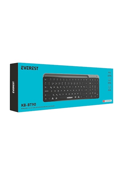 Everest Kb-bt90 Bluetooth+ 2.4ghz Telefon Tablet Standlı Şarjlı Q Mac/win/android/Apple Uyumlu iOS Kablosuz Q Klavye