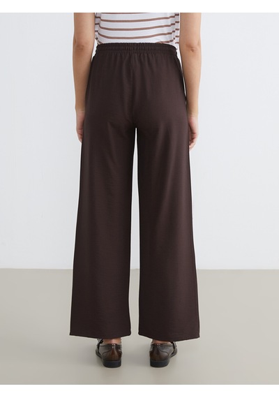 Lcw Comfort Kahverengi Beli Lastikli Geniş Paça Kadın Pantolon