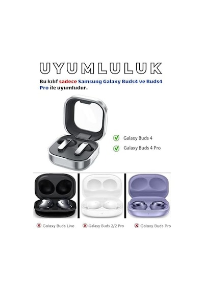 Galaxy Buds4 Ve Buds4 Pro Uyumlu Güvenlik Kilitli Telefon Standı Fonksiyonlu Premium Kulaklık Kılıfı Beyaz