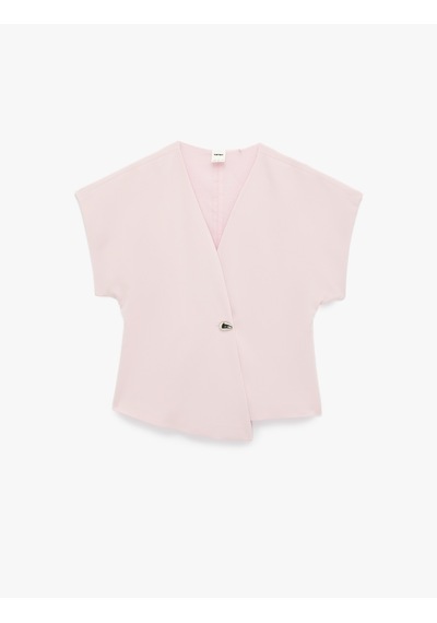 Koton Regular Fit Metal Aksesuarlı Kolsuz V Yaka Yelek Pembe 6sak20138uw Gül
