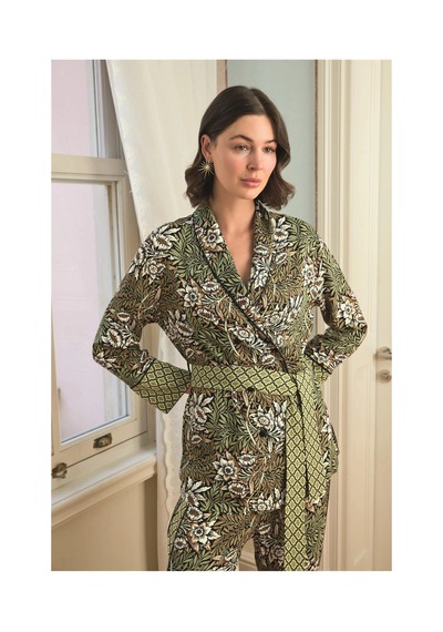 Litae Herşeytrend Çiçek Yaprak Ve Etnik Desenli Pijama Takımı Siyah