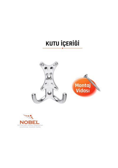 Enez Askı, Metal Vestiyer Askısı, 65 Gr, Dolap Ve Duvar Askılığı, Krom Vidalı