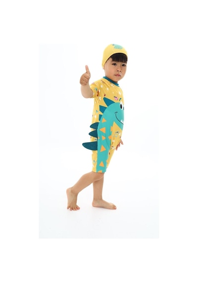 My Kids Wear Boneli Fermuarlı Erkek Çocuk Mayo Turuncu - Lacivert