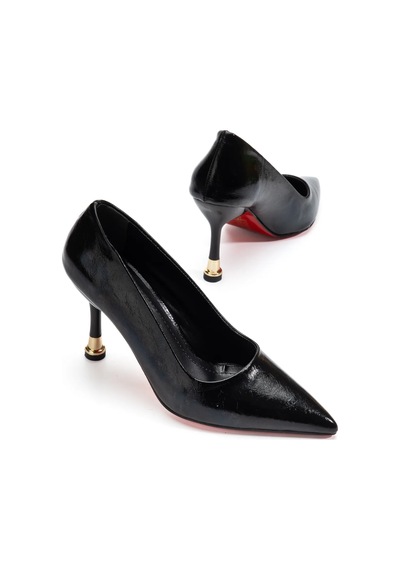 Ketrin Stiletto Rugan Ayakkabı Siyah