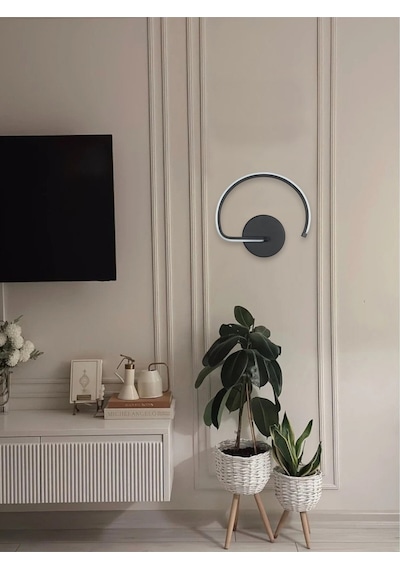 Gigi Aplik Siyah Renk Modern Tasarım - Hol - Banyo - Yatak Odası Gün Işığı Led Aplik Siyah