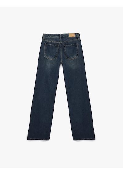 Koton Normal Bel Cepli Düğmeli Düz Paça Pamuklu Denim Pantolon - Straight Fit Jean Orta İndigo 7wal40021md Koton Normal Bel Cepli Düğmeli Düz Paça Pamuklu Denim Pantolon - Straight Fit Jean Orta İndigo 7wal40021md
