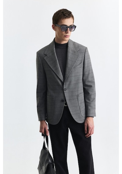 Antioch Ekose Relax Fit Blazer Ceket Gri