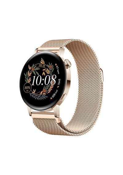 Huawei Watch Gt3 Elegant / Gt2 42mm Uyumlu 20mm Manyetik Milanese Loop Metal Kordon Rose Gold