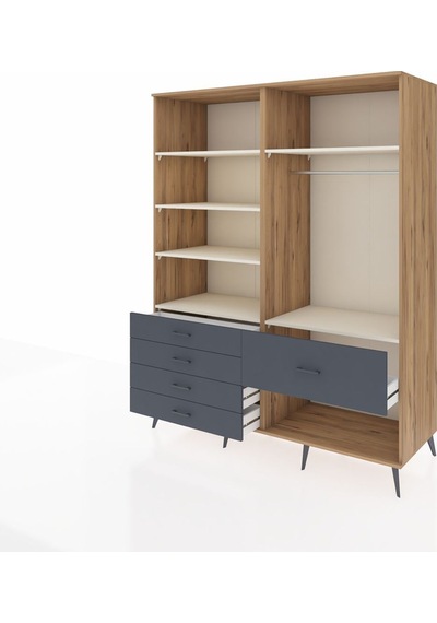Kronos Gardrop 6 Raflı 5 Çekmeceli Tek Askılı 176x59x221 Çam-aytaşı/antrasit Aytaşı/antrasit Kronos Gardrop 6 Raflı 5 Çekmeceli Tek Askılı 176x59x221 Çam-aytaşı/antrasit Aytaşı/antrasit