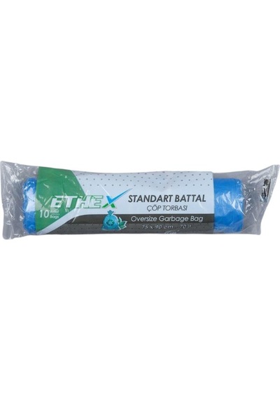 Ethex Battal Boy Mavi Renk Çöp Torbası 75x90 Cm 70 Lt 10'lu Rulo