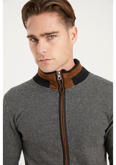 1021 Dewberry Erkek Sweatshırt-noktalı Siyah Noktalı Siyah
