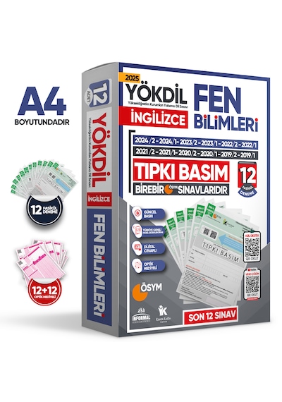 2026 YÖKDİL İngilizce FEN BİLİMLERİ ÖSYM Çıkmış Soru Tıpkı Basım Deneme Paketi 12li Türkiye Geneli
