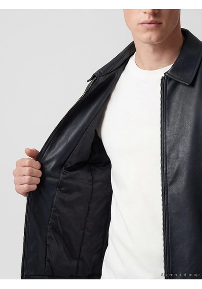 LC Waikiki Southblue Siyah Regular Fit Erkek Deri Görünümlü Ceket New Blakız Çocuk