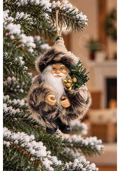 Yılbaşı Ağacı Süsü Gri Noel Baba 13 Cm Diğer