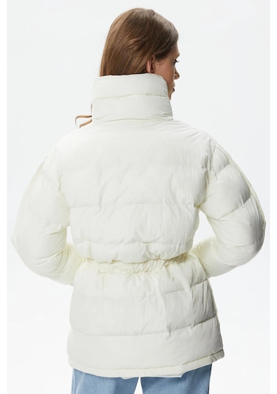 Lacoste Kapitone Syntetic Fill Jacket Dik Yaka Krem Kadın Mont Krem
