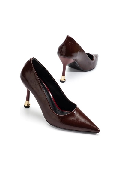 Ketrin Stiletto Rugan Ayakkabı Bordo