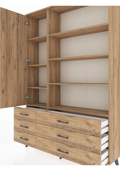 Arges Dolap 8 Raflı 6 Çekmeceli Tek Kapaklı 132x30x195 Çam-çam/çam Atlas Çam/atlas Çam Arges Dolap 8 Raflı 6 Çekmeceli Tek Kapaklı 132x30x195 Çam-çam/çam Atlas Çam/atlas Çam