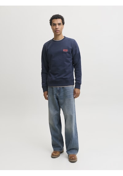 Jack & Jones Erkek Gögüs Baskili Regular Fit Bisiklet Yaka Sweatshirt - Rush - 12298426 Lacivert