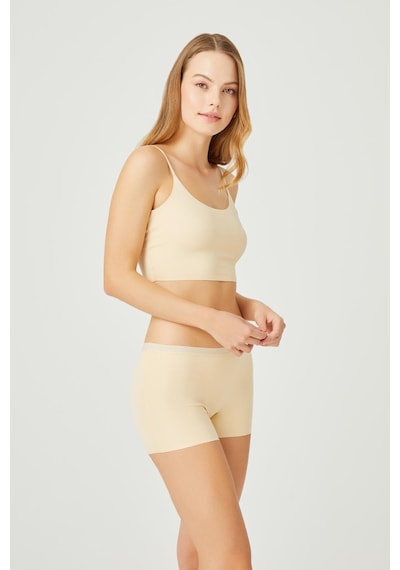 Cottonhill Basic Lazer Kesim Dikişsiz Kadın Boxer Külot Ten 3'lü Paket Çok Renkli