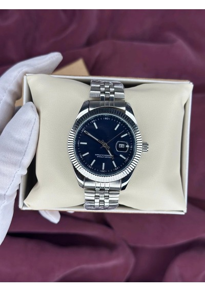 Lacivert Fluted Bezel Otomatik Erkek Kol Saati Gümüş
