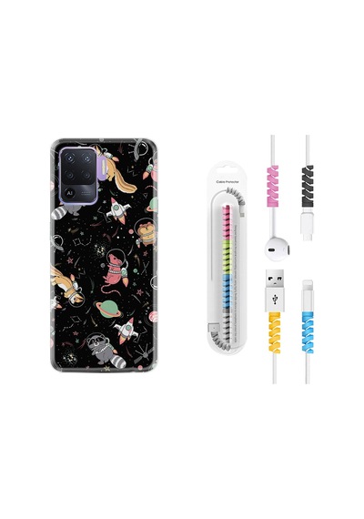 Oppo Reno 5 Lite Kılıf Kablo Koruyuculu Planet Animals 1771