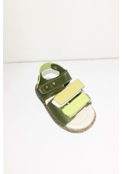 Şirin Bebe 3 Cırtlı Ortopedik Erkek Çocuk Sandalet Yeşil Beyaz -19 Haki