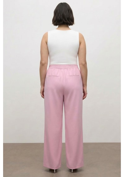 Myline Beli Lastikli Geniş Paça Pantolon Pembe