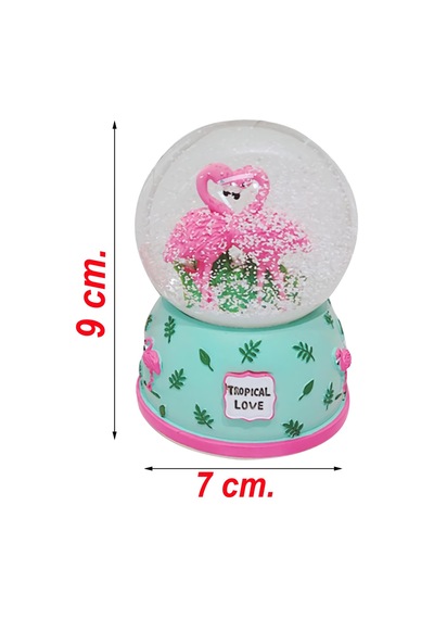 Tropical Love Aşık Flamingo Temalı Kar Küresi Hediyelik Dekoratif Ürün Konsol Vitrin Ofis Süsü Biblo 10 35556467