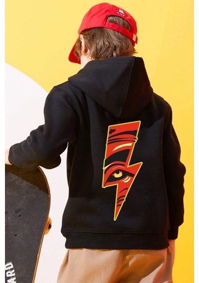 Uyguntarz Çocuk Yıldırım Baskılı Sweatshirt Siyah