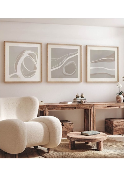 Ahşap Çerçeveli Mdf Kare Tablo Seti Salon Ve Oturma Odası Için Kr4017 42 X 42