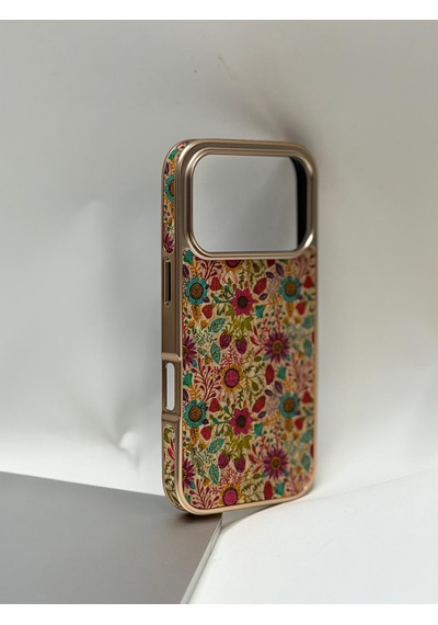 Efcase Apple iPhone Uyumlu 17 Pro Tuval Kılıf - Egzotik Lotus Desenli Sanatsal Koruyucu 05
