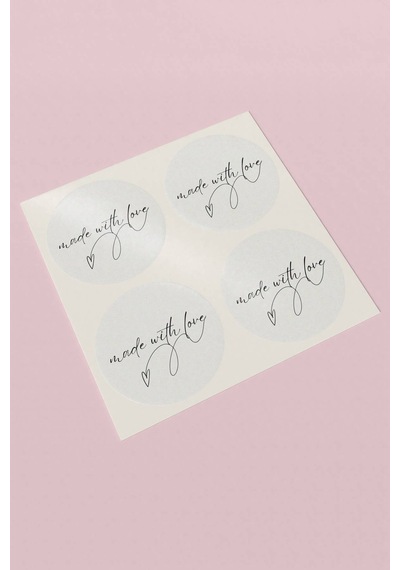 Made With Love Beyaz Sticker 3x3cm St2277 Çok Renkli