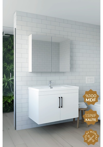 Teta Home Yalova 80 Cm Mdf Banyo Dolabı Seti Beyaz Beyaz Teta Home Yalova 80 Cm Mdf Banyo Dolabı Seti Beyaz Beyaz