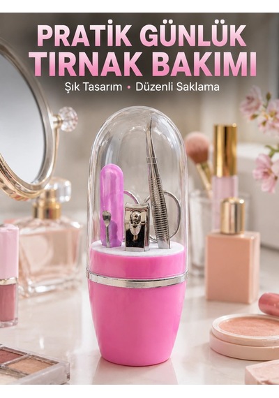 Mey İthalat Taşınabilir Manikür Seti Pembe Tırnak Bakım Ve Kişisel Bakım Kiti