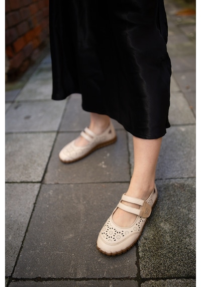 Venüs 2010728 Eren Shoes%bag Hakiki Deri Çift Bantlı Cırtlı Saraç Bej